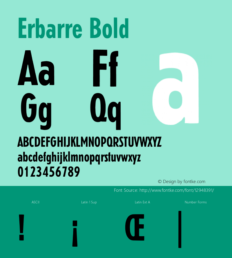 Erbarre Bold Version 001.000 Font Sample