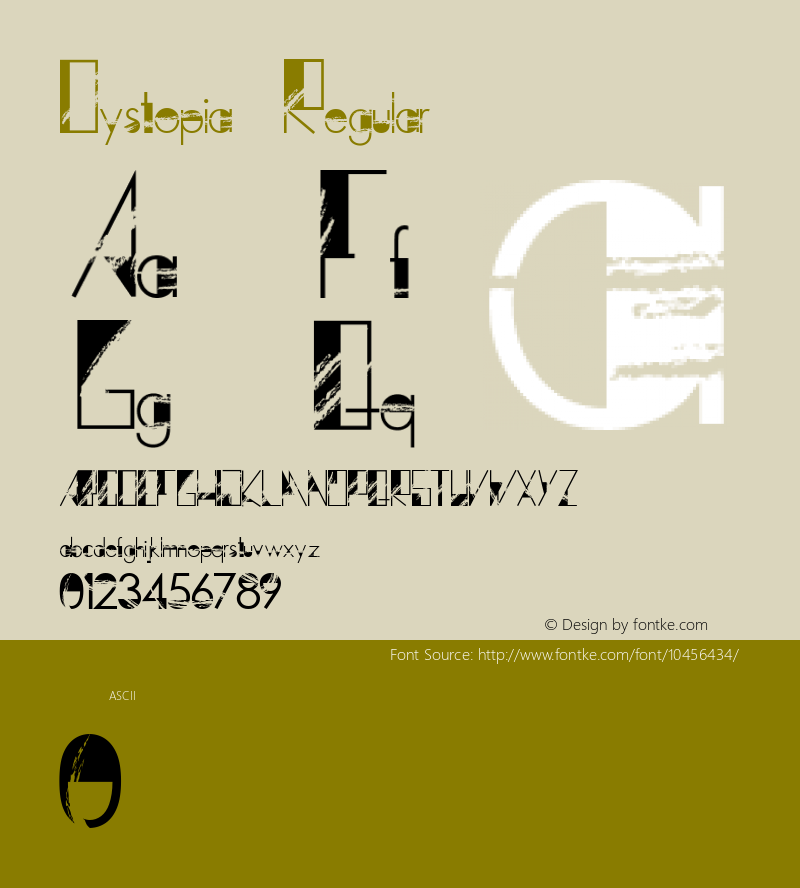 Dystopia Regular Unknown Font Sample