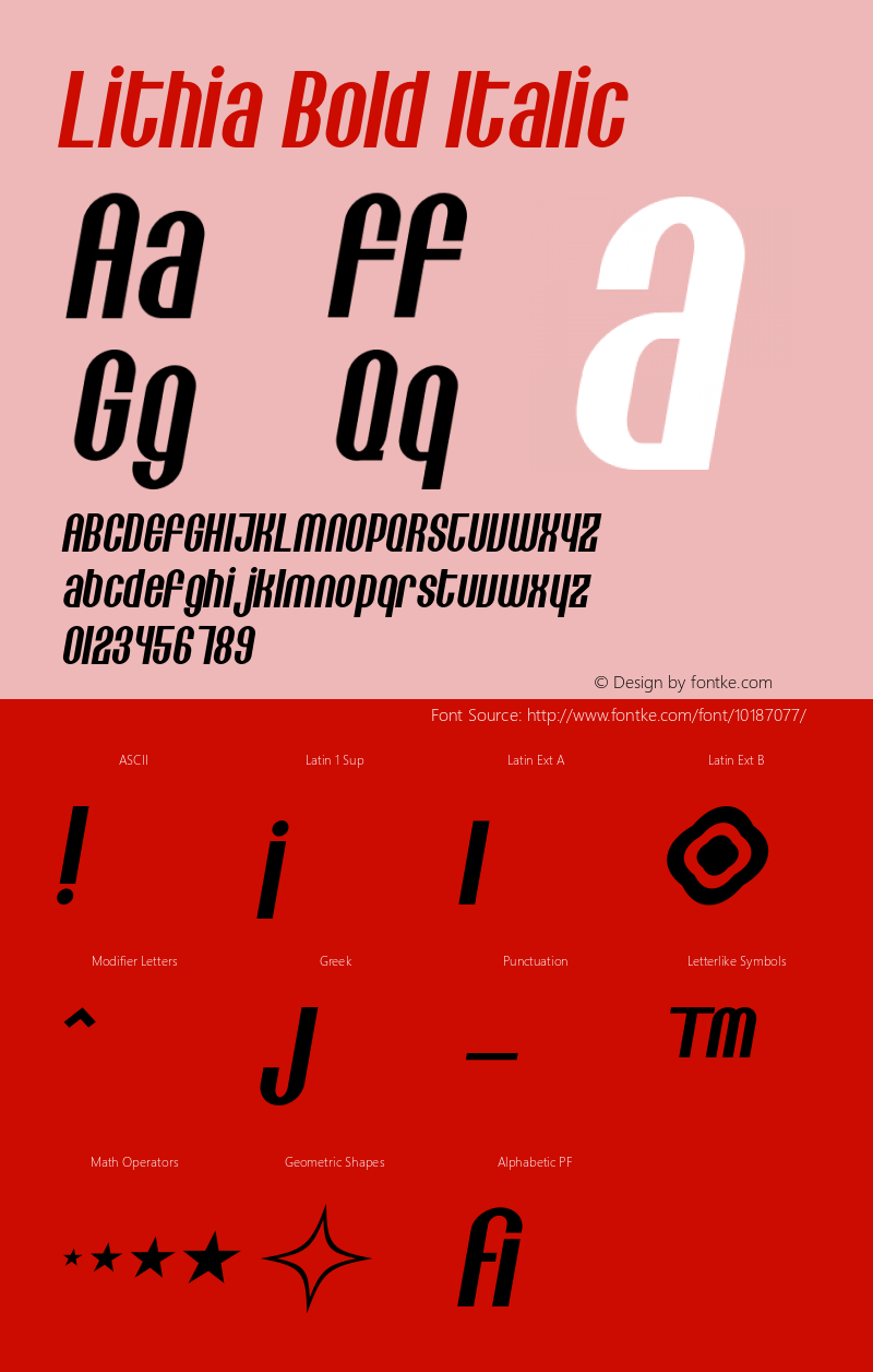 Lithia Bold Italic 001.000 Font Sample