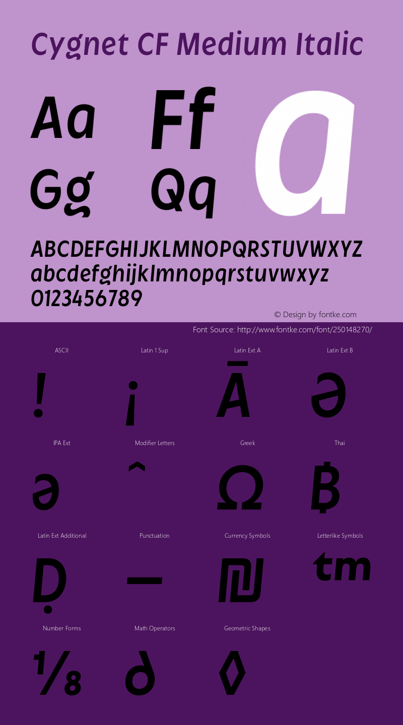 Cygnet CF Medium Italic Version 1.000;Glyphs 3.1.2 (3151)图片样张