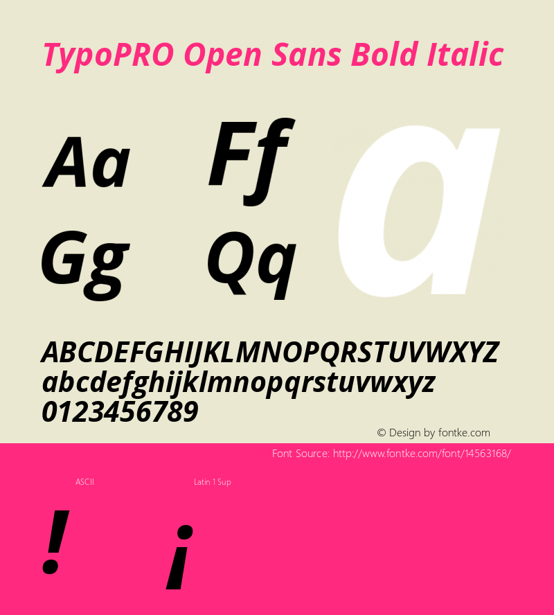 TypoPRO Open Sans Bold Italic Version 1.10 Font Sample