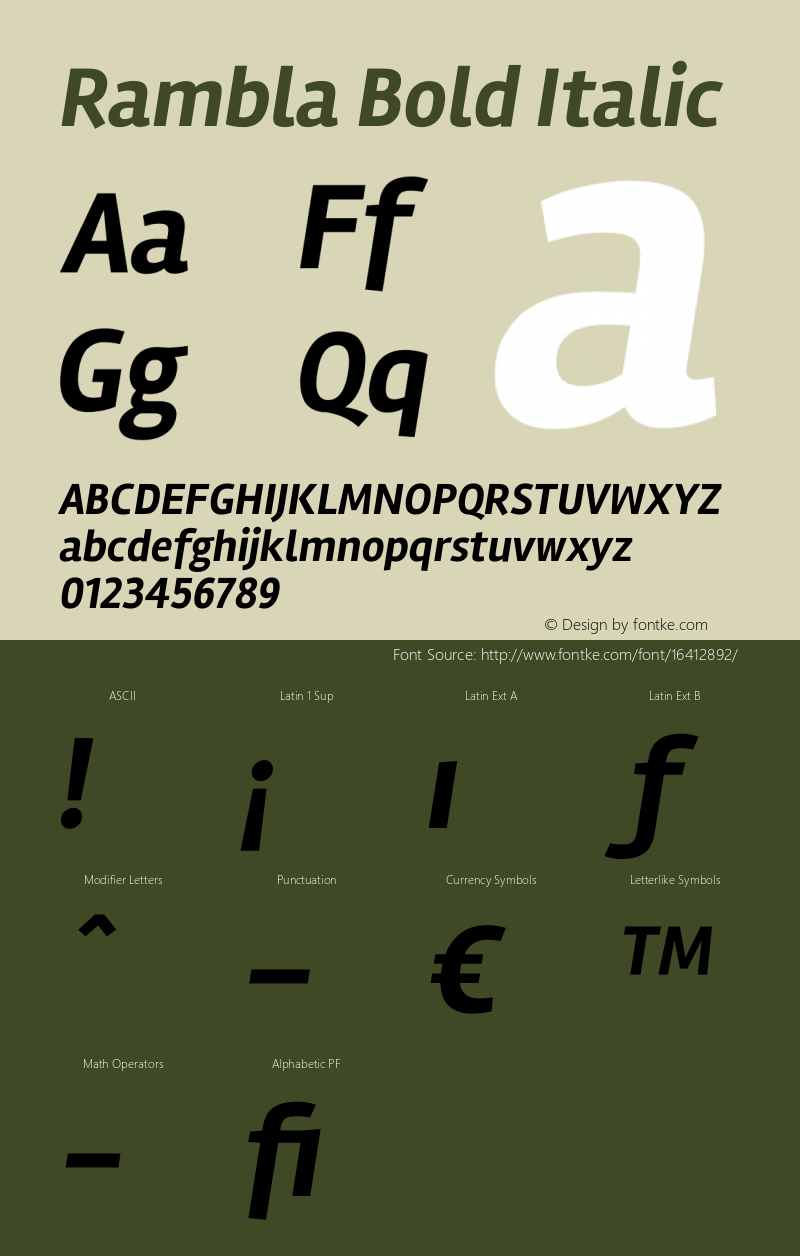 Rambla Bold Italic Version 1.001 Font Sample