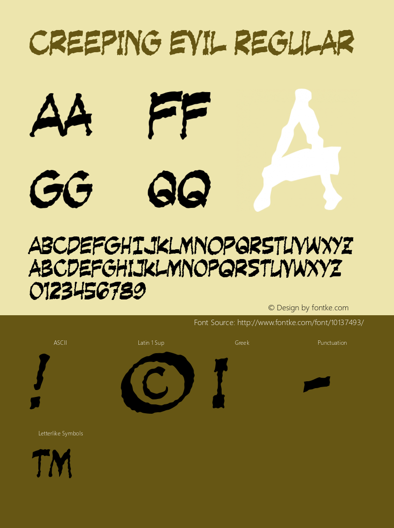 Creeping Evil Regular Macromedia Fontographer 4.1 3/15/02 Font Sample