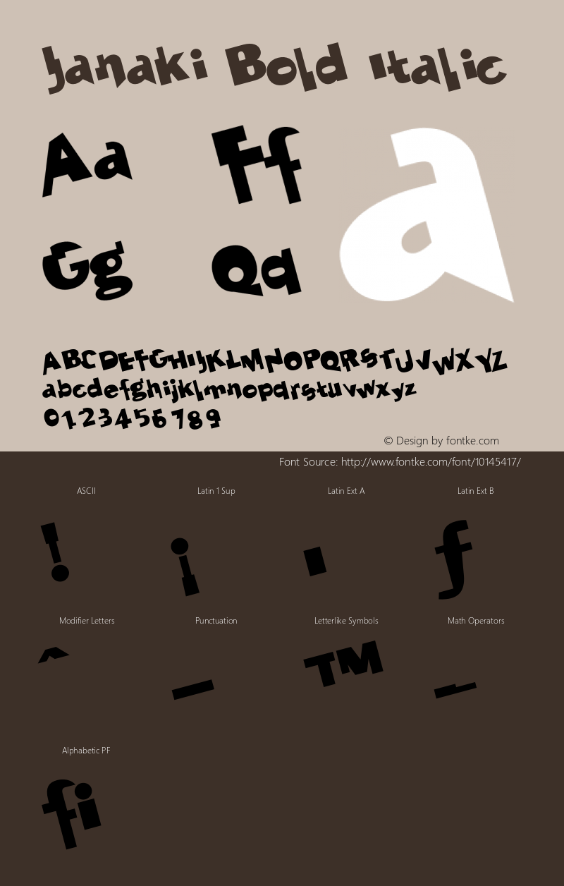 Janaki Bold Italic Version 1.000;PS 001.000;hotconv 1.0.38 Font Sample