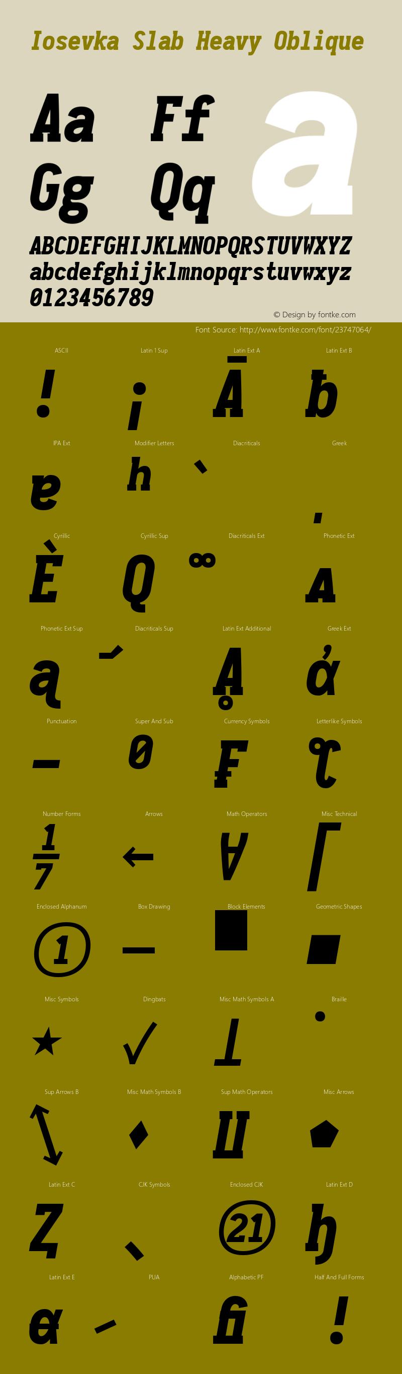 Iosevka Term Slab Heavy Oblique 1.13.3; ttfautohint (v1.6) Font Sample