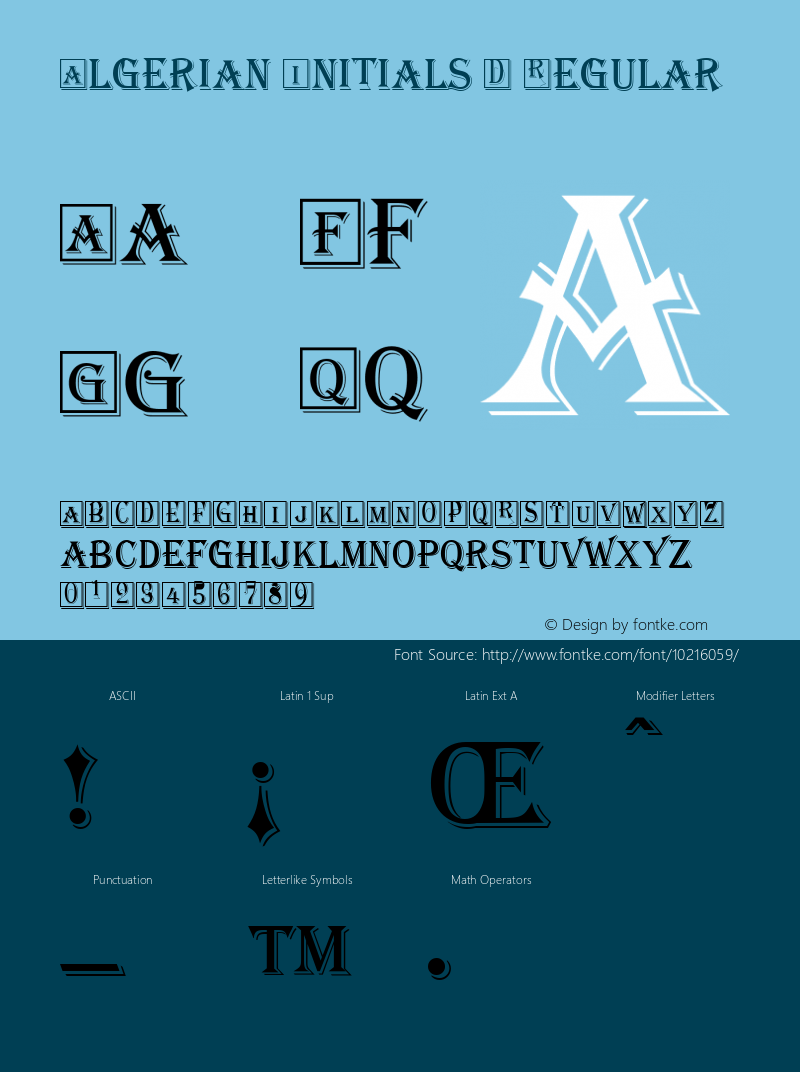 Algerian Initials D Regular Version 1.05 Font Sample