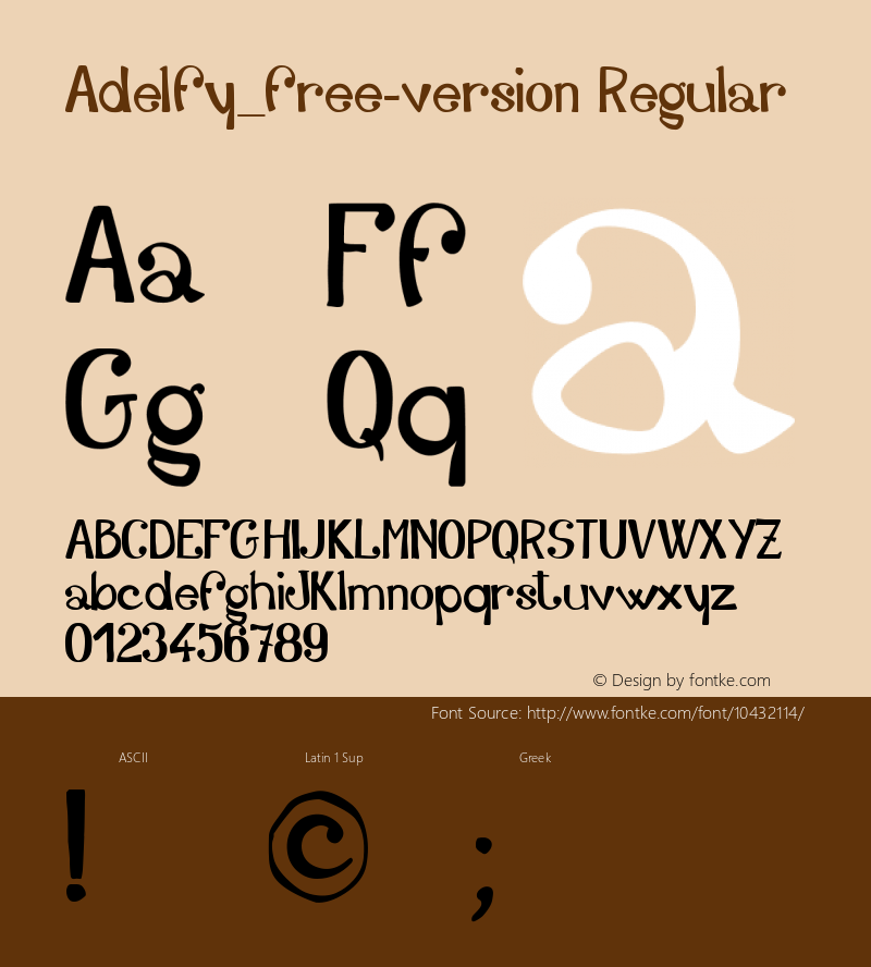 Adelfy_free-version Regular Version 1.00 August 22, 2011, initial release Font Sample