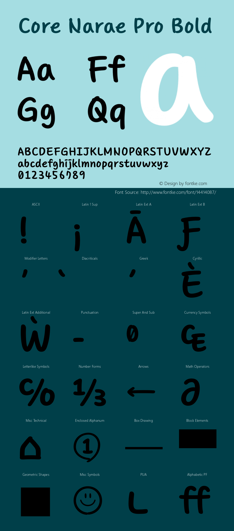 Core Narae Pro Bold Version 1.000 Font Sample