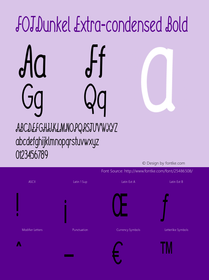 FOTDunkel-ExtracondensedBold Version 1.000 Font Sample