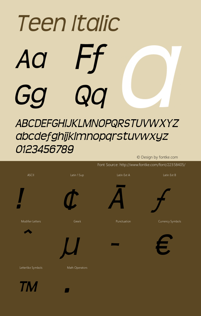 Teen Italic Macromedia Fontographer 4.1.4 8/8/00 Font Sample