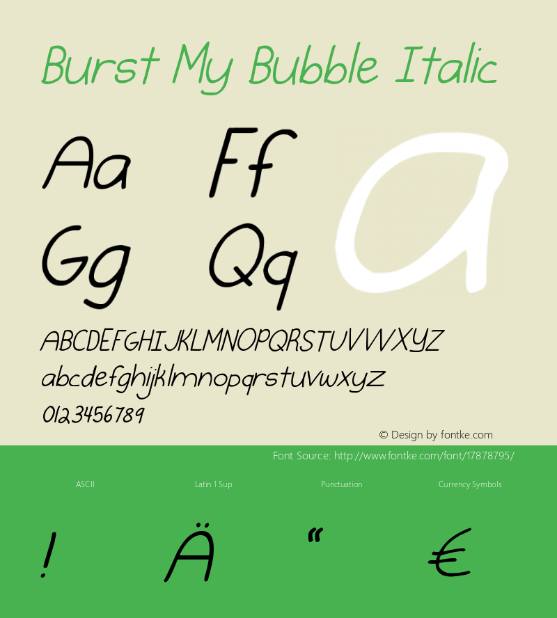 Burst My Bubble Italic Version 1.000 2013 initial r Font Sample