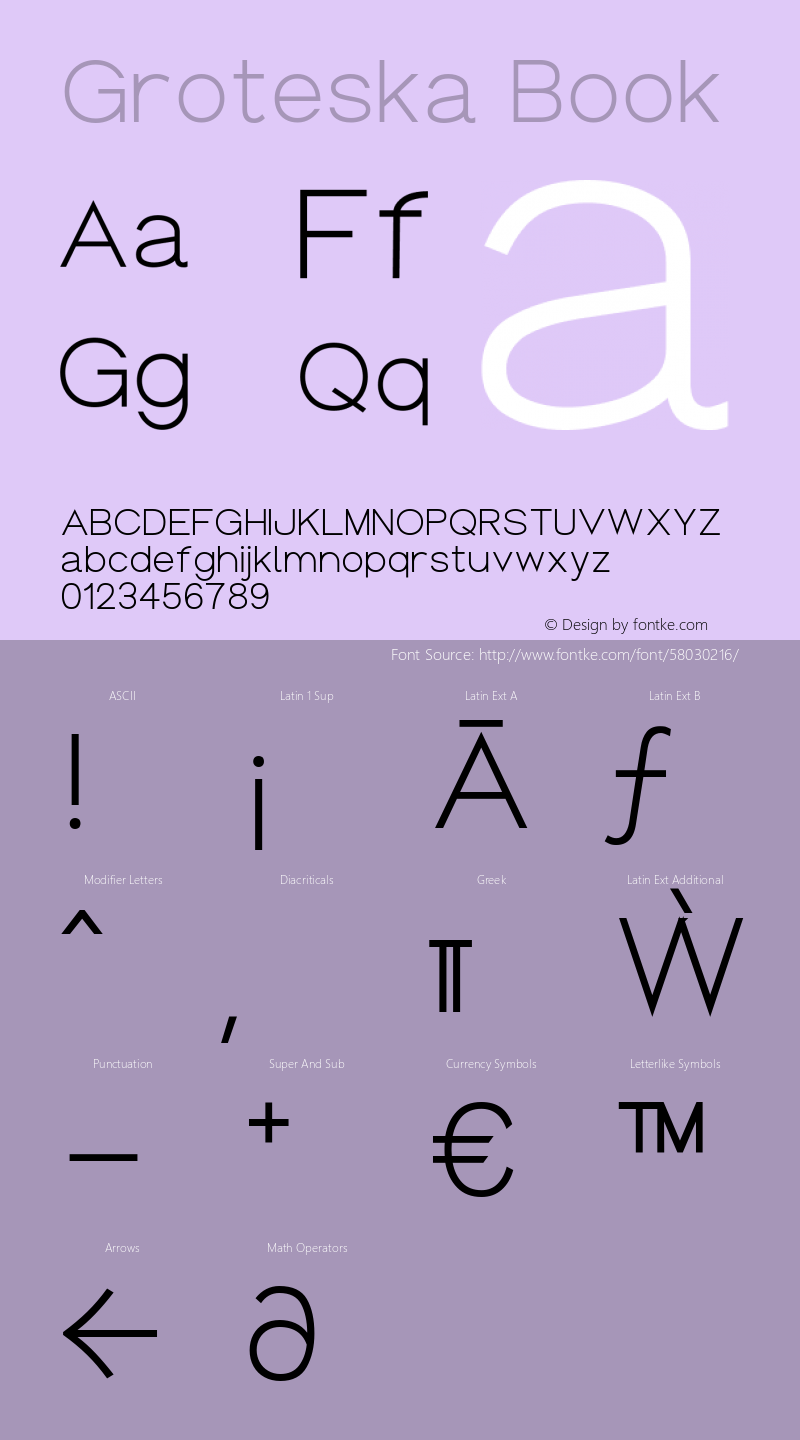 Groteska Book Version 1.000 Font Sample