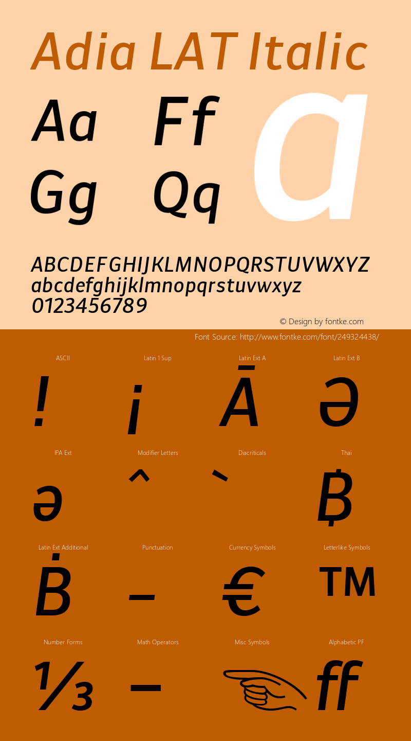 Adia LAT Italic Version 1.000图片样张