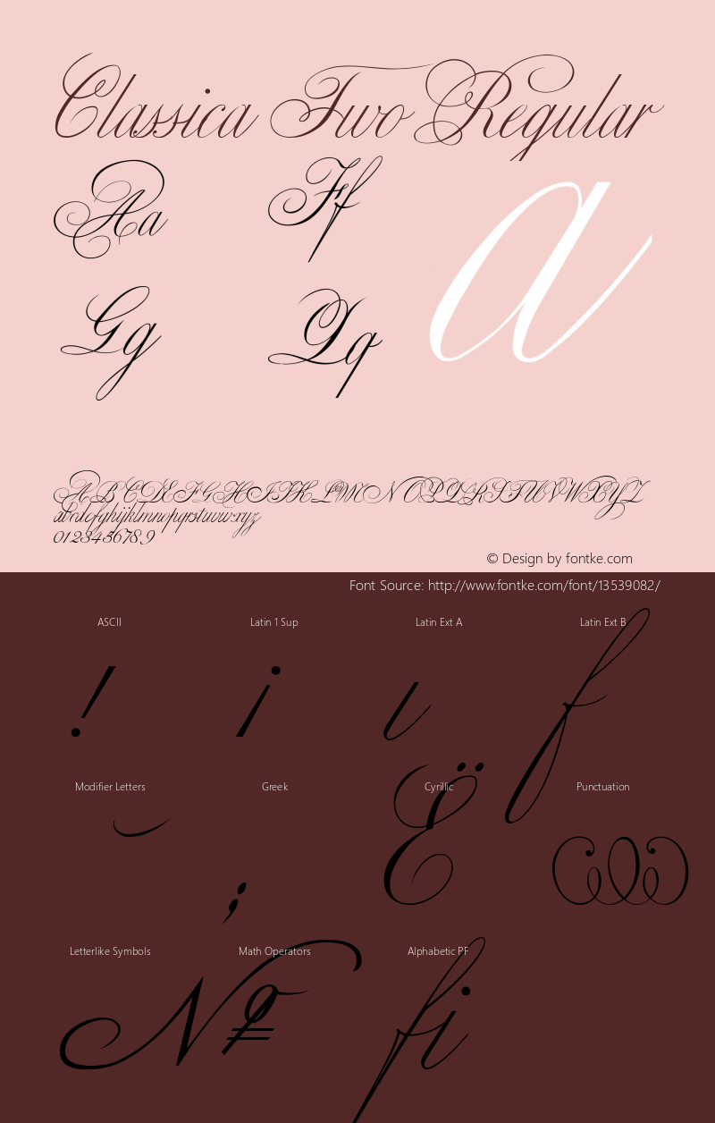 Classica Two Regular Version 1.000 2006 initial release Font Sample