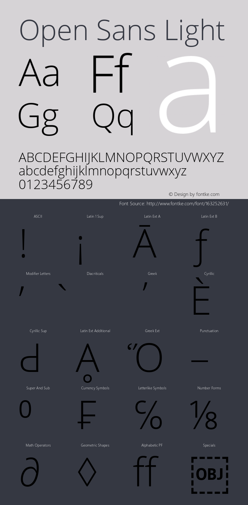 Open Sans Light Version 1.10 Font Sample