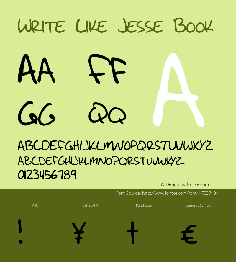 Write Like Jesse Book Version 1.0.1 Font Sample