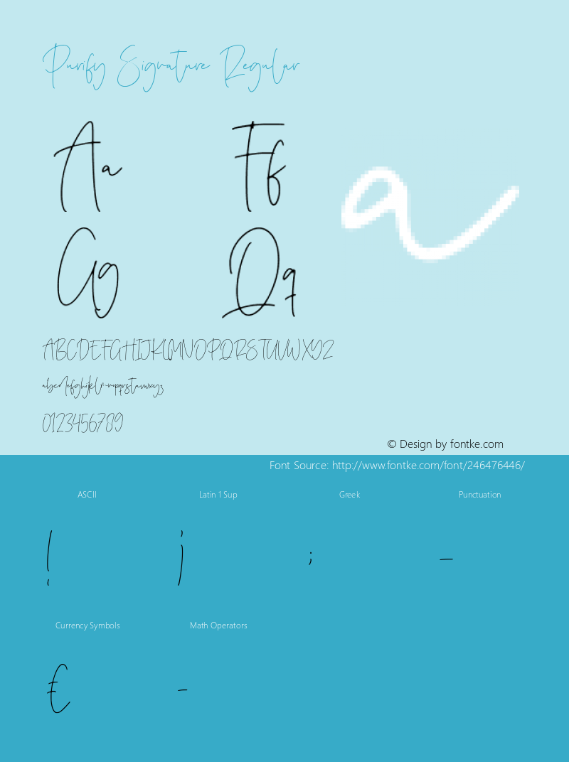 Purify Signature Version 1.00;April 29, 2022;FontCreator 11.5.0.2430 64-bit图片样张