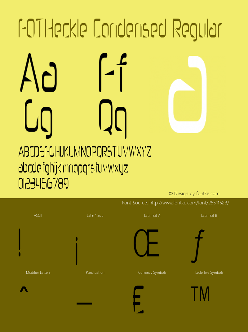 FOTHeckle-CondensedRegular Version 1.000 Font Sample