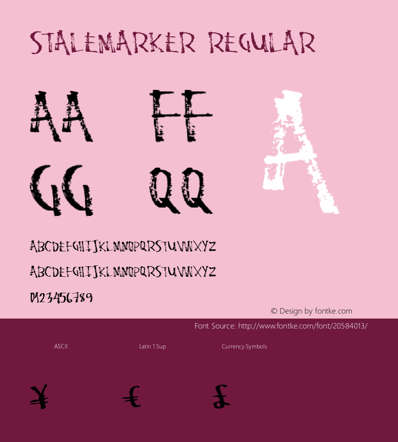 StaleMarker Version 1.00 January 19, 2015, initial release Font Sample