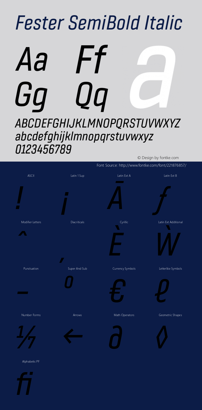 Fester SemiBold Italic Version 1.000;FEAKit 1.0图片样张