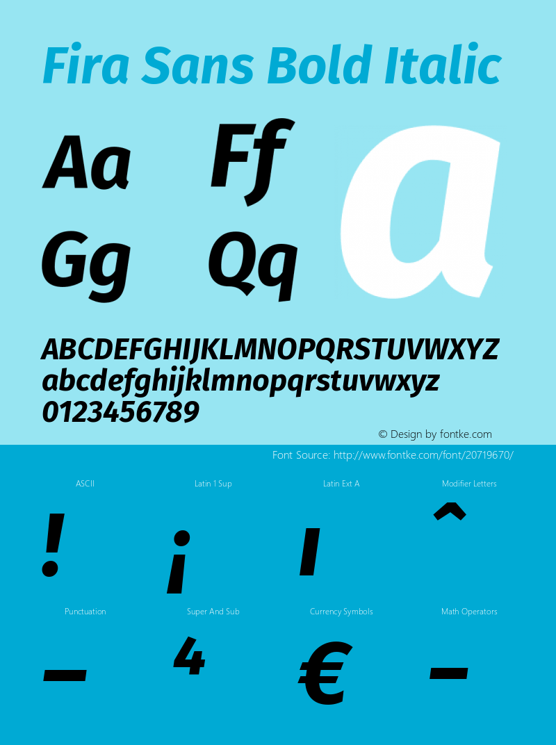 Fira Sans Bold Italic Version 4.203 Font Sample