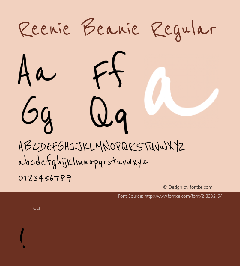 ReenieBeanie Version 1.0 Font Sample