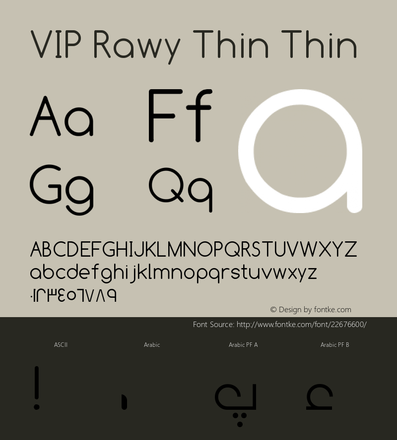 VIP Rawy Thin Thin Version 1.00 August 30, 2014, initial release Font Sample