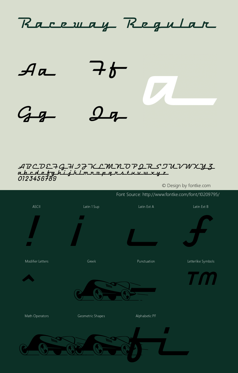 Raceway Regular 001.000 Font Sample