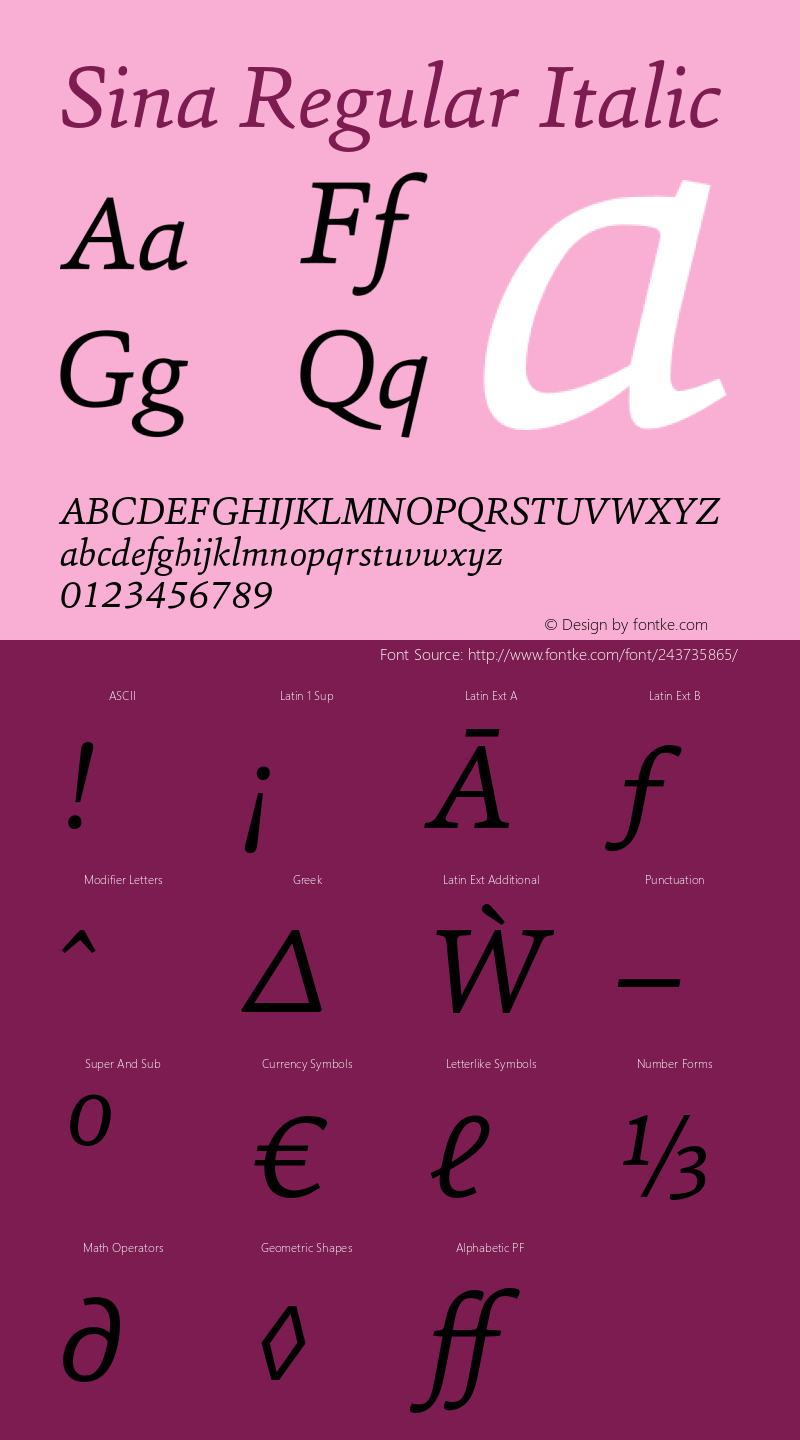 Sina Regular Italic Version 1.000 (2012-02-07) | FøM Fix图片样张