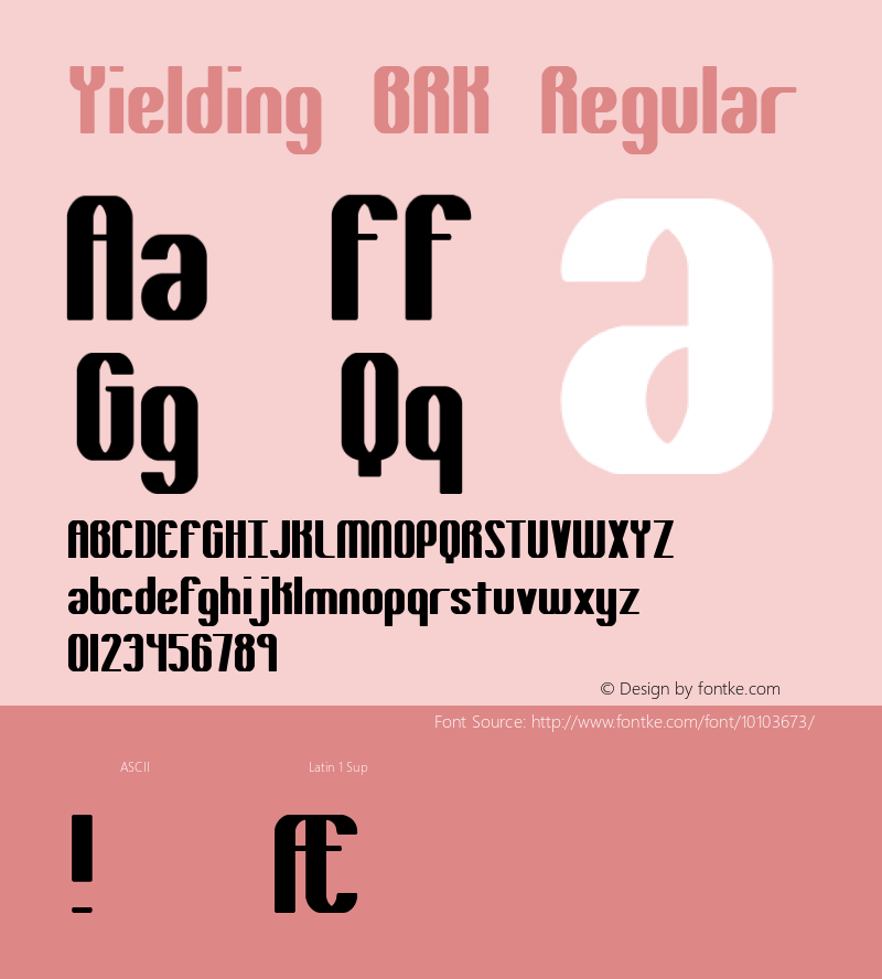 Yielding BRK Regular Version 1.26 Font Sample