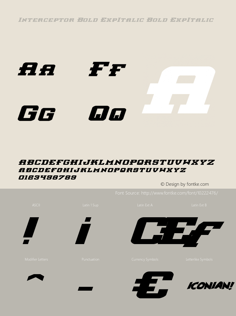 Interceptor Bold ExpItalic Bold ExpItalic 1 Font Sample