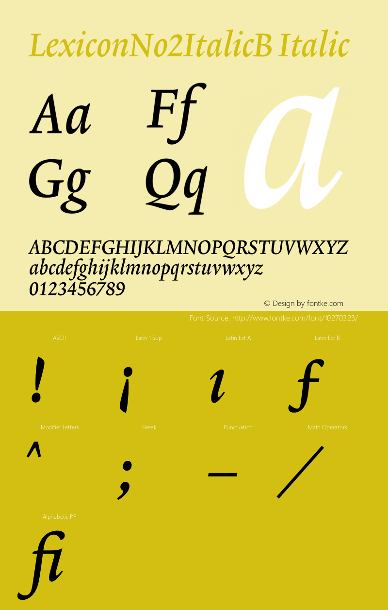 LexiconNo2ItalicB Italic 001.000 Font Sample