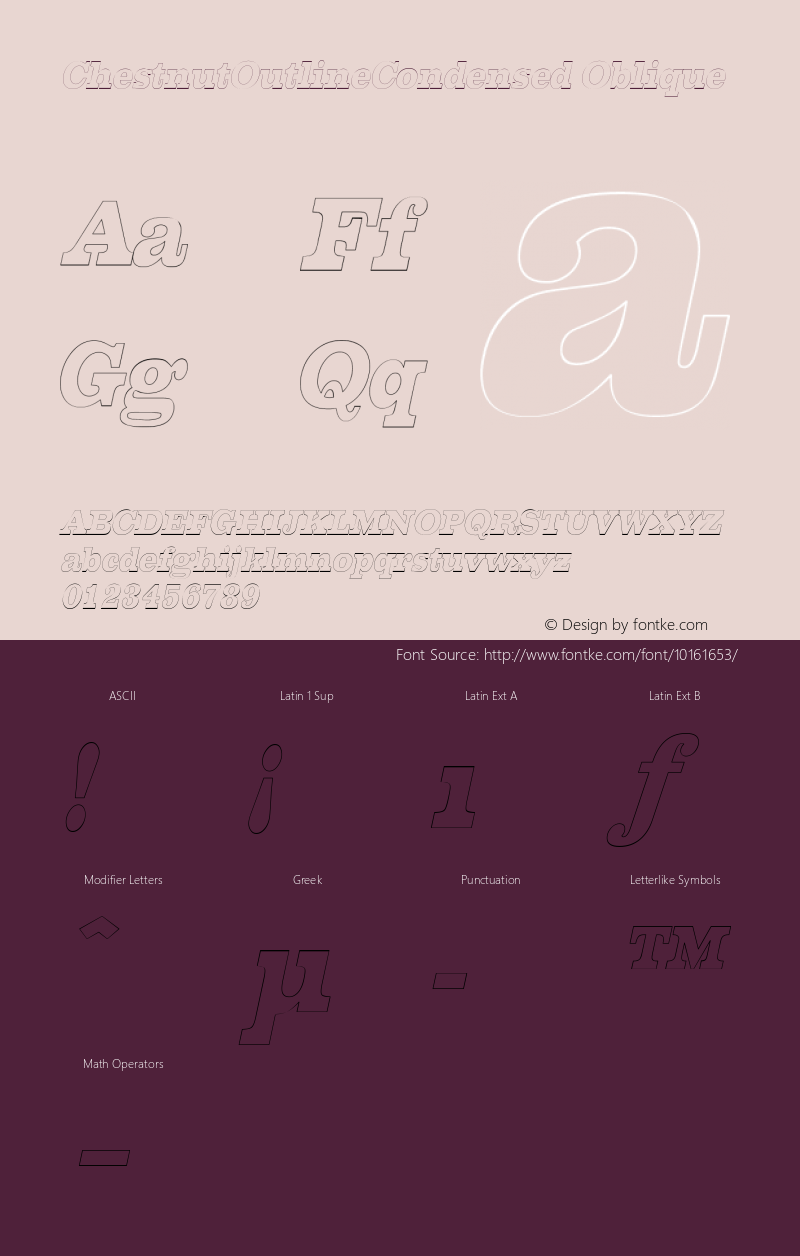 ChestnutOutlineCondensed Oblique Rev. 003.000 Font Sample