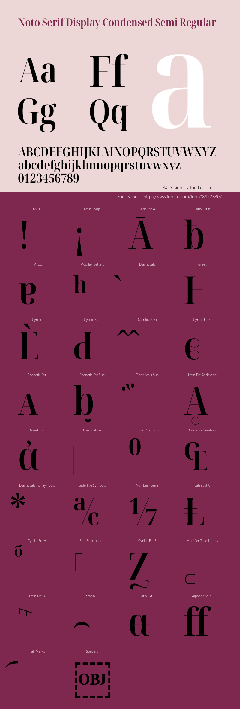 Noto Serif Display Condensed Semi Regular Version 1.901 Font Sample