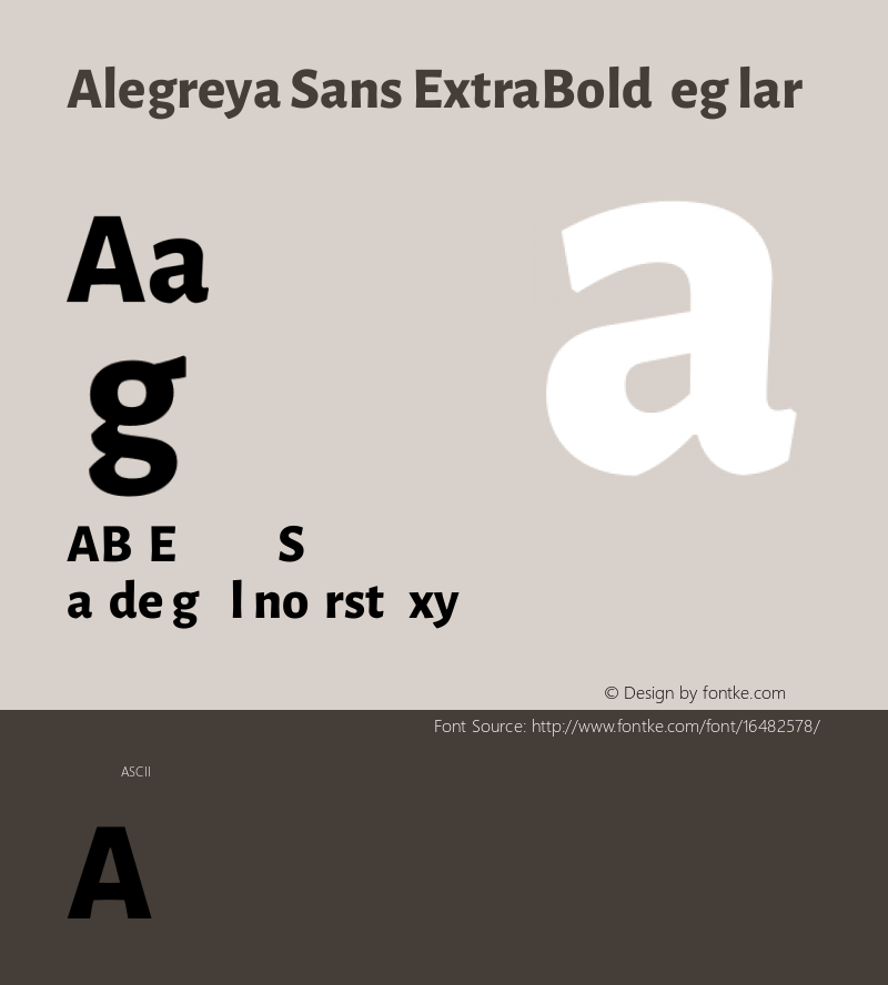 Alegreya Sans ExtraBold Regular Version 1.000;PS 001.000;hotconv 1.0.70;makeotf.lib2.5.58329 DEVELOPMENT; ttfautohint (v0.97) -l 8 -r 50 -G 200 -x 17 -f dflt -w G -W Font Sample