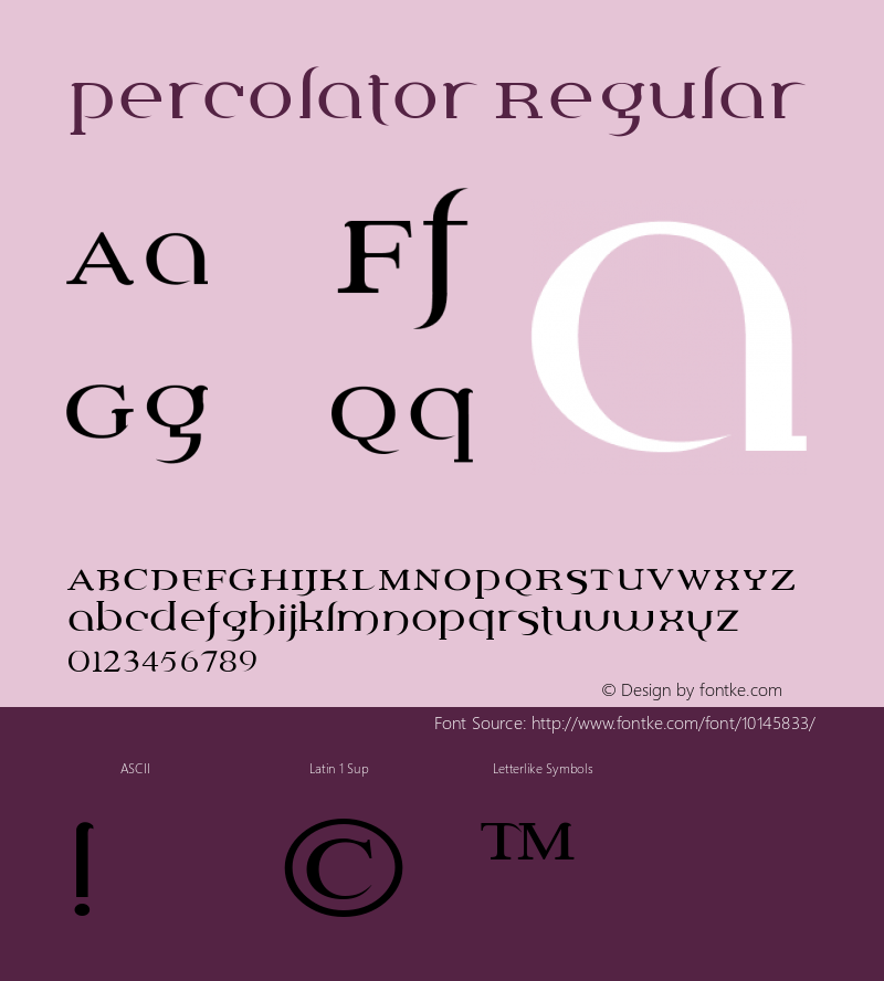 Percolator Regular Version 1.000 Font Sample