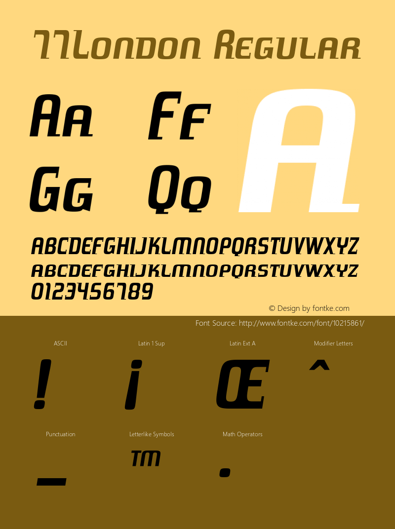 77London Regular Version 1.00 Font Sample