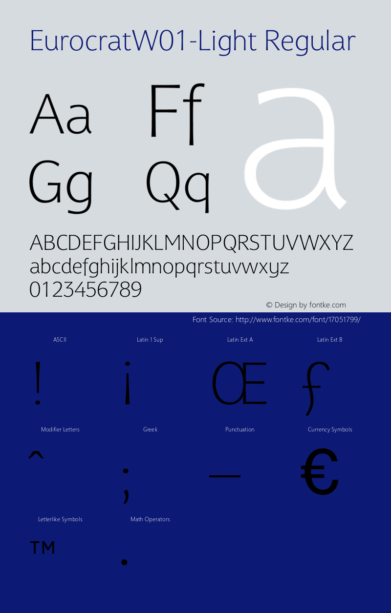 EurocratW01-Light Regular Version 1.00 Font Sample