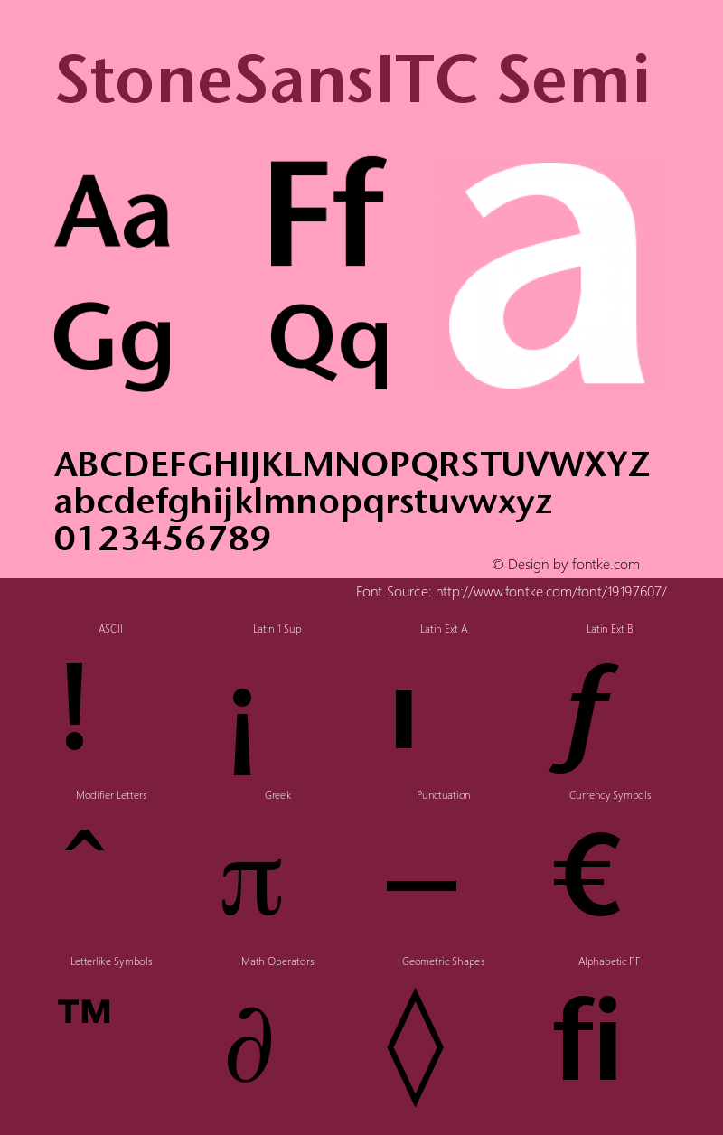 Stone Sans ITC Semi Version 005.000 Font Sample