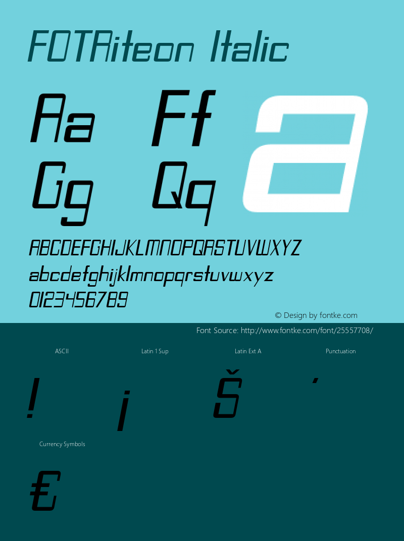 FOTRiteon-Italic Version 1.000 Font Sample