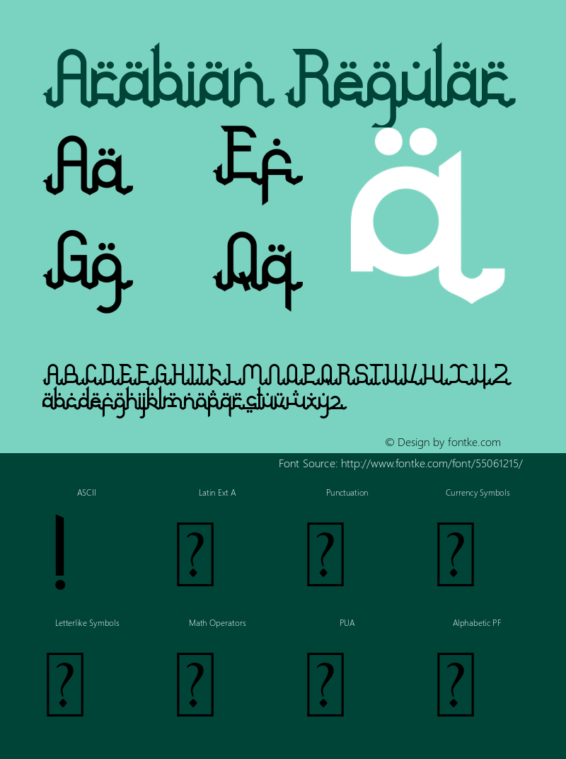 Arabian Version 1.00;February 12, 2020;FontCreator 12.0.0.2547 64-bit Font Sample