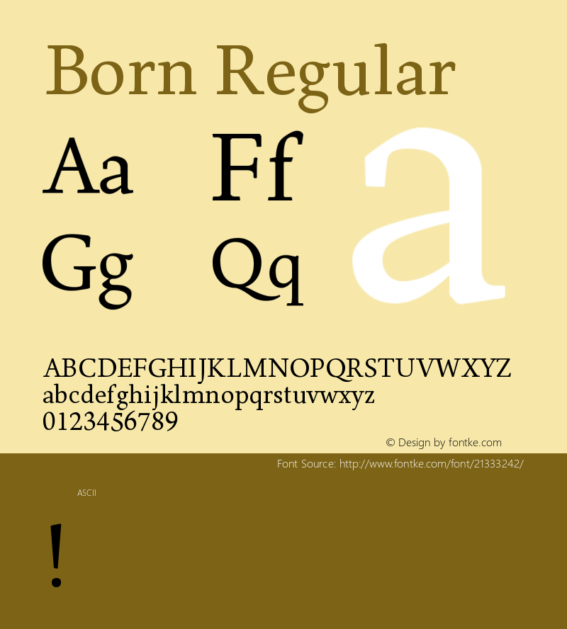 Born Version 001.001 Font Sample