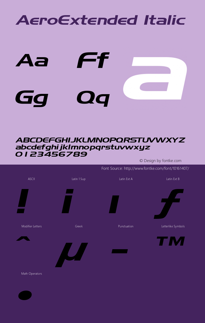 AeroExtended Italic Rev. 003.000 Font Sample