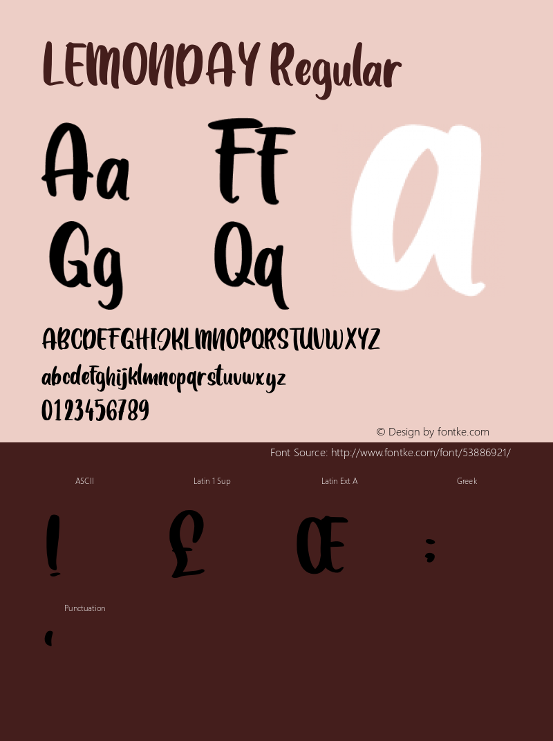 LEMONDAY Version 1.00;June 25, 2019;FontCreator 11.5.0.2430 64-bit Font Sample