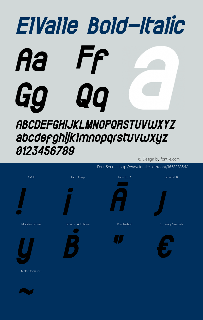 ElValle Bold Italic Version 1.4 Font Sample