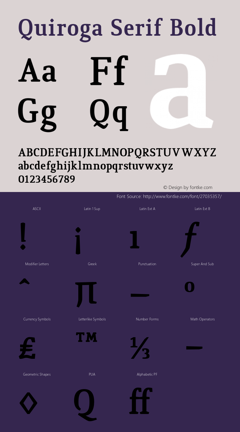 QuirogaSerif-Bold Version 3.200 2007 Font Sample