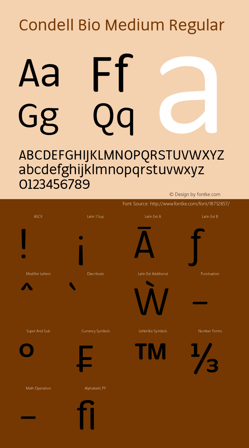 Condell Bio Medium Regular Version 1.000 Font Sample