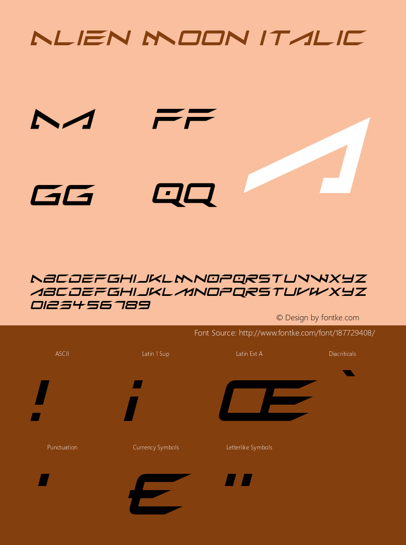 Alien Moon Italic Version 1.00;November 12, 2021;FontCreator 12.0.0.2567 64-bit图片样张