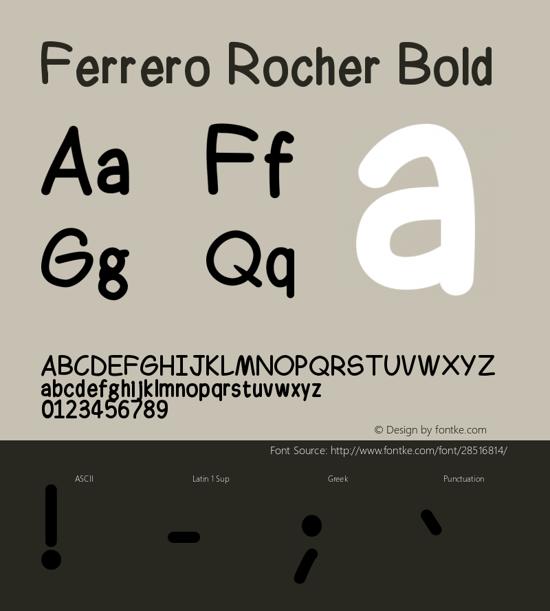 Ferrero Rocher Bold Version 1.00;February 6, 2019;FontCreator 11.5.0.2430 64-bit Font Sample