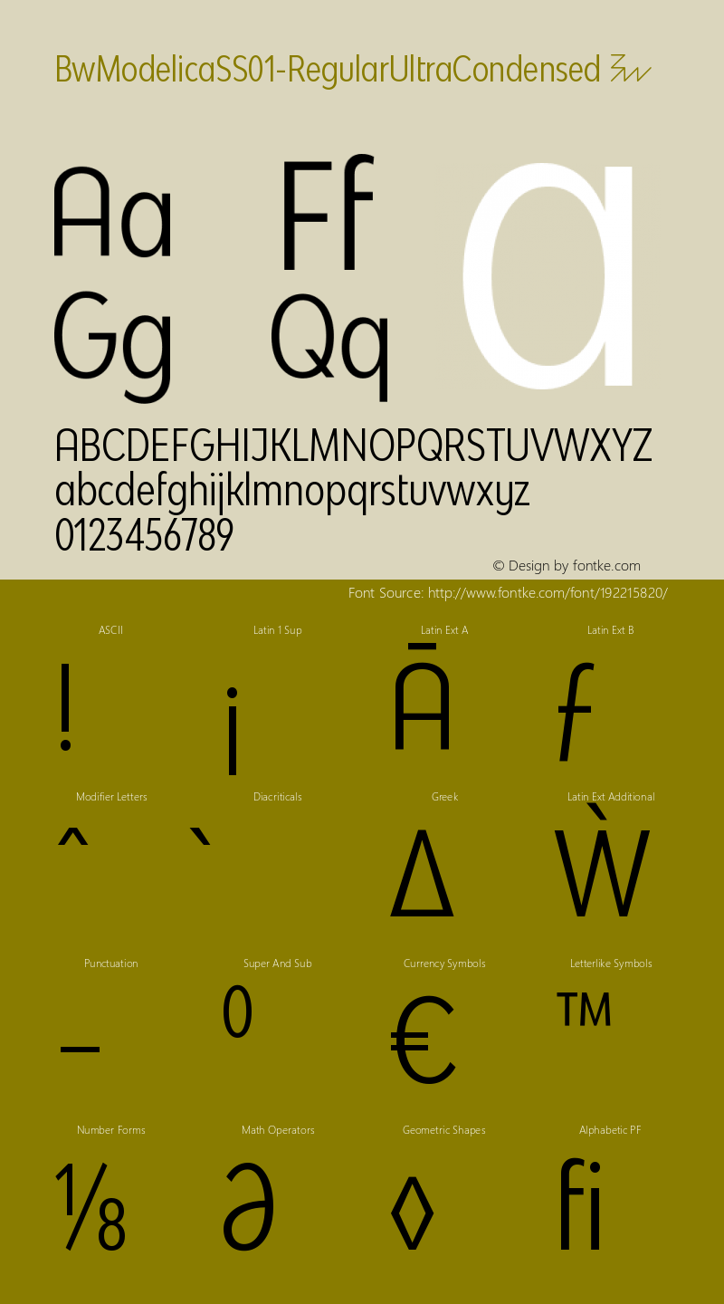 ☞Bw Modelica SS01 Regular Ultra Condensed Version 2.000; ttfautohint (v0.95) -d;com.myfonts.easy.branding-with-type.bw-modelica-ultra-condensed.ss01-regular-ultra-condensed.wfkit2.version.4FS7图片样张